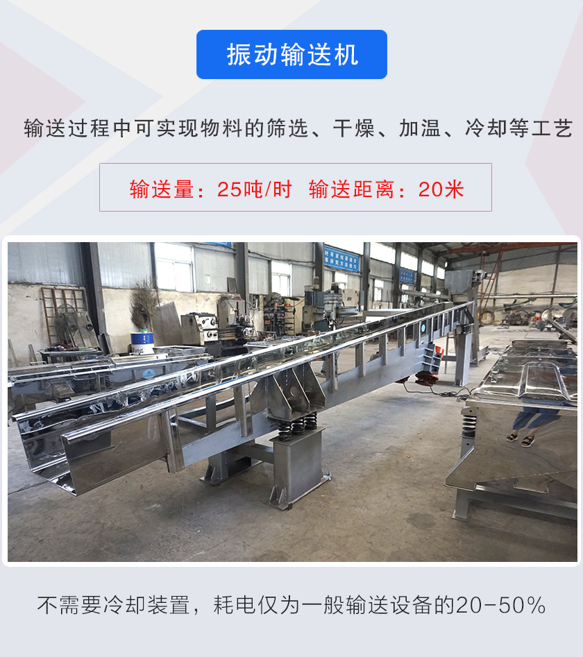 輸送過程中可實現(xiàn)物料的篩選、干燥、加溫、冷卻等工藝